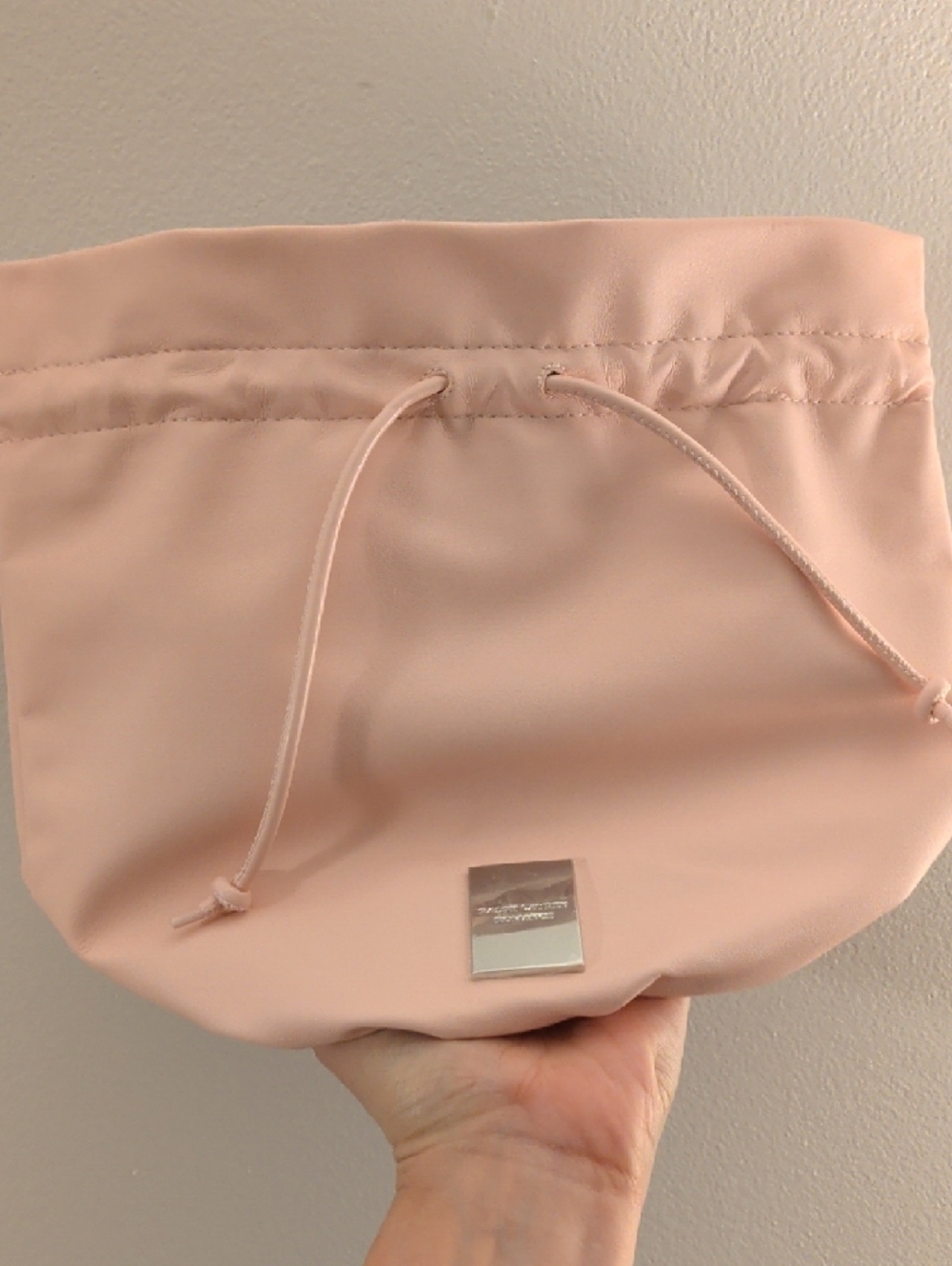 Soft Pink Drawstring Pouch Handbag - Picture 6 of 7